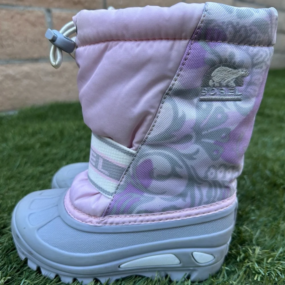 Sorel Kids Pink and Light Gray Snow Boots